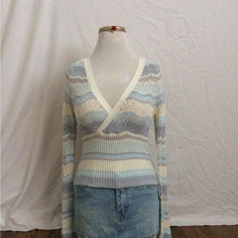 Kimchi Blue Striped V-Neck Sweater